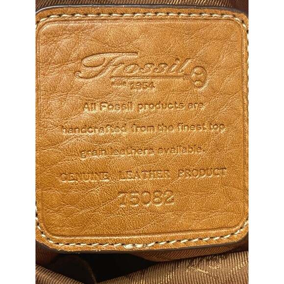 Fossil Y2K Pebbled Brown Leather Crossbody Messenger Bag Leather 10"x11" EUC - Picture 3 of 12